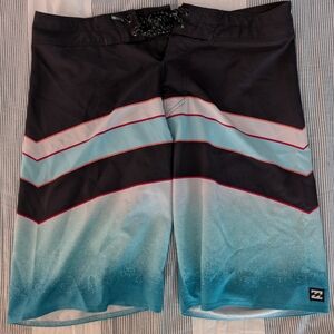 Billabong Men's Black and Aqua‎ Board Shorts